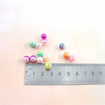 Moda misto de cores do arco-íris redondo 8mm ABS pérolas de imitação de dois furos solta esferas de Diy esferas de 100 a 200 peças