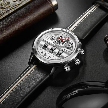 Homens Relógios de Pulso para homens Relógio de Couro Preto Ouro Criativo Relógios Relógio Masculino 2021 Exclusivo Design de Relógios de pulso Novo