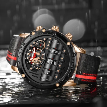 Homens Relógios de Pulso para homens Relógio de Couro Preto Ouro Criativo Relógios Relógio Masculino 2021 Exclusivo Design de Relógios de pulso Novo