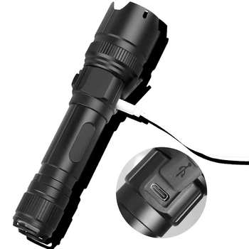 Lanterna LED XHP à prova d'água 3 Modos de Iluminação Zoom Acampamento de Caça Lâmpada de Lanterna Recarregável Alimentado por Bateria Lanterna