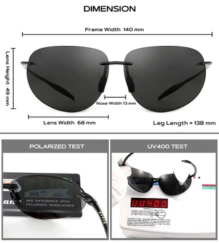 Gtand sem aro Piloto Quintais Estilo de Ultraleve TR90 Óculos Polarizados Para Homens Esportes de Condução Design da Marca de Óculos de Sol GT424