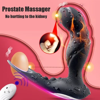 Massageador de próstata Aquecimento Controlo Remoto Masturbador Masculino Adulto de Produtos do Sexo Anal Plug Brinquedo Massagem de Próstata Vibrador para Homem