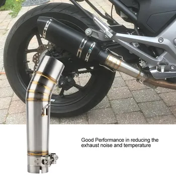De Exaustão da motocicleta de Ventilação Ligação do Meio Abraçadeira de Tubo de Aço Inox Com Exaustor Meio de Ligação de Tubos Para a HONDA NC700X NC700S 2012-2017