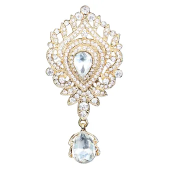 DIEZI Luxo de Ouro de Noiva de Broche de Cristal Para as Mulheres o Dom do Encanto da Flor Broches de Strass Lenço Buquê de Broche Pinos de Casamento
