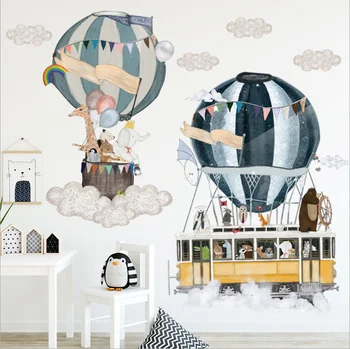 Cartoon de balão de ar quente adesivos de parede na parede do fundo da decoração da sala de estar, quarto, sala de crianças de decoração adesivos de parede