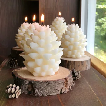 3D Natal Pine Cone de Silicone Vela do Molde de Cera de abelha Pinha Vela de Fazer Molde de DIY Artesanais Velas de Aromaterapia