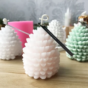 3D Natal Pine Cone de Silicone Vela do Molde de Cera de abelha Pinha Vela de Fazer Molde de DIY Artesanais Velas de Aromaterapia
