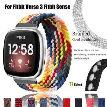 Trançada de Nylon, Alça de Laço Para Fitbit Versa banda 2/Versa 3 Elasticidade Pulseiras para fitbit sentido de Substituição Wristbelt acessórios