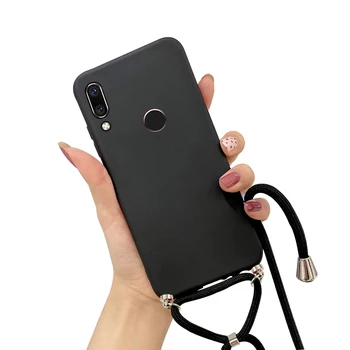 Silicone Cordão de Caso para o Xiaomi Mi 11 10 9 8 A3 A2 Lite A1 Poco X3 NFC M3 Redmi nota 7 8 9 Pro Caso Alça de Pescoço Cabo de Corda Tampa