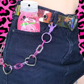 Encantos Candy Color Estrelas Pingente de Coração em Acrílico Punk, Hip-hop Moderno de Camada Única Chave de Cadeia Cintura de Calças Cadeia de Jeans Vestuário de Acesso