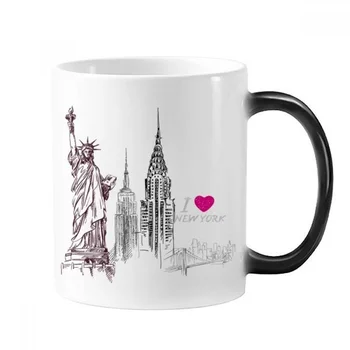 Eu Amo Nova York, a Estátua da Liberdade País da América Cidade de Transformação de Calor Sensível Mudança de Cor Caneca Copa do Presente Leite e Café