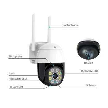 KORANG 2MP PTZ IP do Wifi da Câmera ao ar livre AI Humanos, Detecção de Áudio, Zoom Digital 4X wi-Fi Câmera 1080P de Segurança sem Fio da Câmera do CCTV
