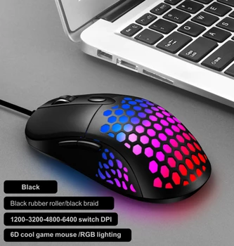 Criativo X8 RGB 6 Chaves com Fio Oco Buraco de Rato Ratos Quatro Mudanças DPI Gaming Mouse Ergonômico Design Adequado Para Laptop PC Desktop