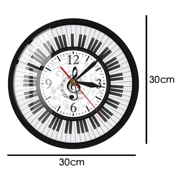 Teclado de Piano Clave de sol de Armação de Metal de Parede de LED Relógio de Arte Controle de Som das Notas Musicais de Parede Relógio de Estúdio de Música Decor Pianista Dom