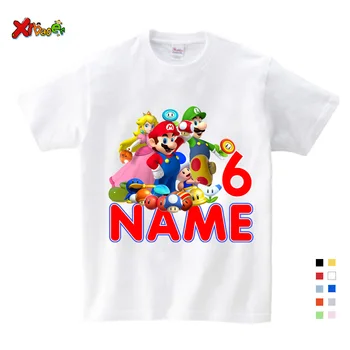 Meninos Meninas rapazes raparigas de Aniversário, Números de Arco Carta Cartoon Print T-Shirt Kids Curto Tops Crianças Projetar Seu Nome e número de Bonito T-Shirts