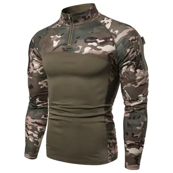 Alto Grau de secagem Rápida Militar do Exército T-Shirt dos Homens Longo da Camuflagem da Luva Tática Camisa de Caça de Combate do Soldado de Campo T-shirts Outwear