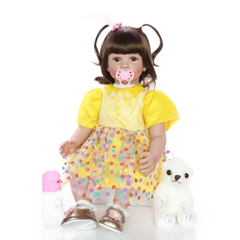 KUKADOLL Realistc 24 Polegadas Reborn Baby Doll de 60 CM de Tecido Macia do Corpo de Vinil Membros feito a mão da Princesa Boneca Brinquedo de Criança Presentes de Natal