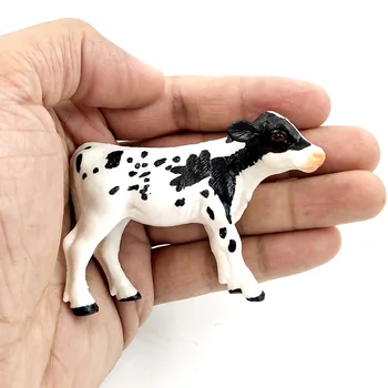 Fazenda Capoeira Bonito Simulação Mini Vaca de Leite de Gado Bezerro de Touro Plástico Pvc Modelo Animal de Brinquedo Figuras de Ação de Decoração de Presente para as Crianças