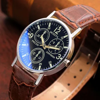 Seis Pinos Relógios de Quartzo Relógio masculino de Vidro Azul Correia Homens do Relógio Automático Luminoso do Relógio Homens Impermeável Relógio Mecânico Relógio