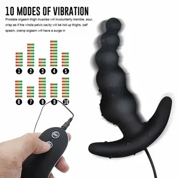Impermeável 10 Velocidade do Vibrador Anal gancho Butt Plugs de Contas Adulto gay Brinquedos Sexuais para os homens ponto G Massageador de próstata prazer de produtos