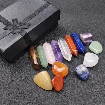 7 Chakra Conjunto de Pedra Presente do Dia da Mãe Meditação Pedra Yoga Amuleto Com Caixa de Presente AUG889