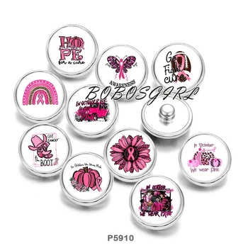 Cor-de-rosa Ribbon12mm18mm 20mm botão Snap jóias DIY Pulseira Rodada foto vidro pérolas P5910