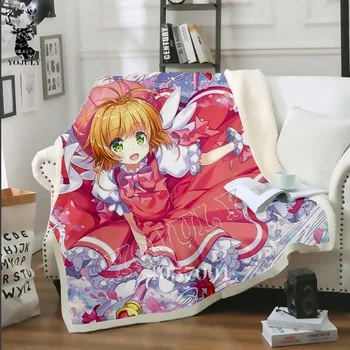 A Impressão 3D Harajuku Anime Card Captor Sakura roupa de Cama de Tomada de Sherpa Jogar Cobertor Colcha Macia e Confortável de Pelúcia Cobertor B114