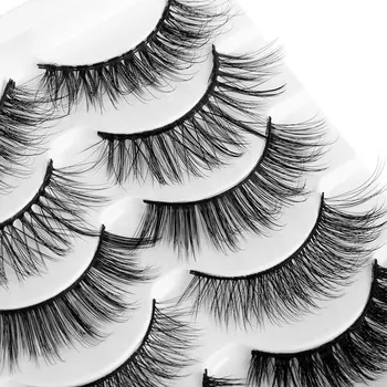 Preto Natural 3D vison Cabelo, Cílios postiços Fino Trajes de Volume Fofo Cílios Pack Variedade de Maquiagem dos Olhos Ferramentas 5 Par/Set Novo