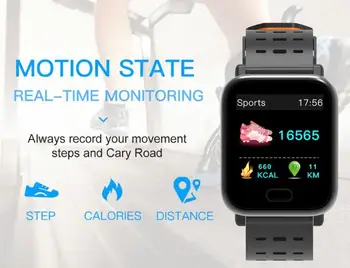 A6 Esportes Impermeável Inteligente Pulseira de Relógio de controlador de Atividade Smartwatch Monitor de Ritmo Cardíaco e a Pressão Arterial para IOS, Android Telefone