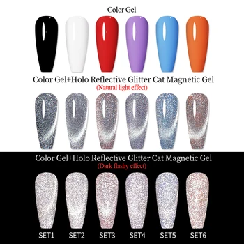 NASCIDO BONITA 2 Pcs/set Holo Reflexiva Glitter Gato Magnético do Gel Holographics Efeito Soak Off Gel UV