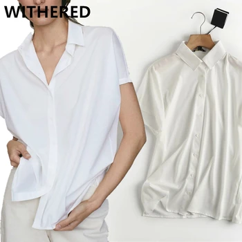Secou-verão blusa mulheres inglaterra estilo office senhora de moda simples de algodão branco, solto e casual blusas mujer de moda 2020 camisa