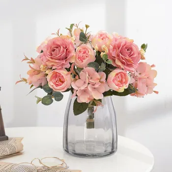 2021 Linda Rosa Peônia Artificial de Flores de Seda Pequeno buquê de flores em Casa a Festa de Primavera, Decoração de Casamento Falso Flor