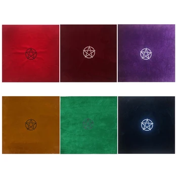 50×50cm Pentagramas Tarôs Cartão de Toalha de Veludo Bruxa Adivinhação toalha do Altar Jogos de Tabuleiro Runas Oracle Cartão de Almofada