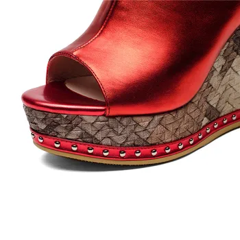 Dilalula 2021 Luxo Plataforma De Mulas Senhoras Verão As Mulheres Sapatos De Sandálias De Couro Genuíno Spuer Saltos Cunhas De Sapatos De Venda Quente