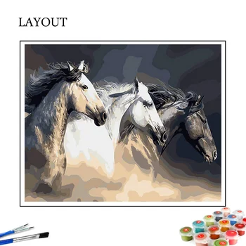 HUACAN Pintura Pelo Número de Animais DIY Imagens Números de Cavalo Kits de Desenho Sobre Tela Pintado à Mão Pintura a Arte de Presente a Decoração Home