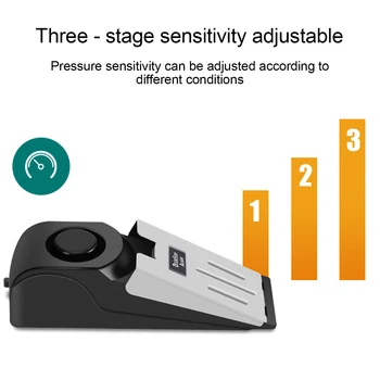 De Porta sem fio Parar o Alarme de Aço Inoxidável 3 Nível de Sensibilidade do Sensor em forma de Cunha Portátil para Viagens de Segurança