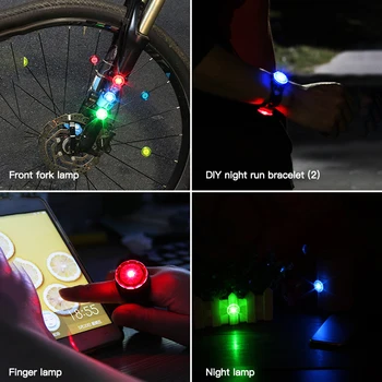 A Luz de bicicleta Para o Espigão de Silicone LED de Cabeça Dianteiro e Traseiro Roda de Bicicleta Lâmpada Impermeável do Ciclismo de Luz Com Bateria Acessórios de Moto
