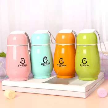 Colorido de Aço Inoxidável Barriga Xícara de Chá de 180 ml Frasco para Crianças dos desenhos animados para Crianças Penguin garrafa Térmica Pote Bottel
