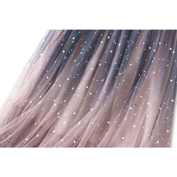 TIGENA 3 Camadas Gradiente de Tule Saia Longa de Mulheres 2021 de Moda de Verão de Estrelas de Paetês com Uma Linha de Cintura Alta Meados de-comprimento Saia de Malha Feminina