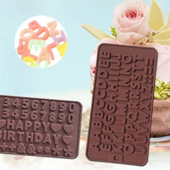Silicone Letra do Molde e do Número de Moldes de Chocolate Bolo de Aniversário, Decorações