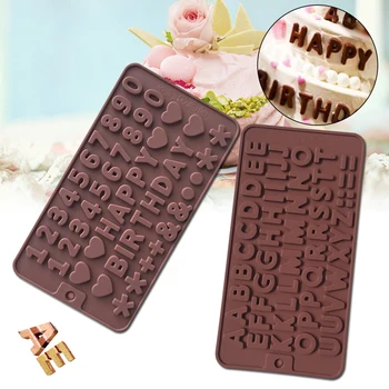 Silicone Letra do Molde e do Número de Moldes de Chocolate Bolo de Aniversário, Decorações