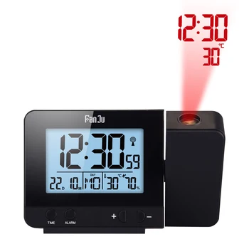 HOT Digital Relógio de Mesa Projetor de Alarme de Relógio Eletrônico LED de luz de fundo de Temperatura e Umidade Relógio de Mesa de Projeção Frete Grátis