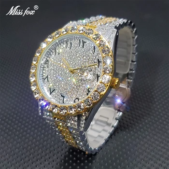 MISSFOX Diamante relógios para Homens Luxo Datejust Impermeável Relógio Quartzo Analógico Calendário relógio masculino Tendências de Produtos 2021