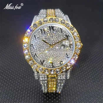 MISSFOX Diamante relógios para Homens Luxo Datejust Impermeável Relógio Quartzo Analógico Calendário relógio masculino Tendências de Produtos 2021