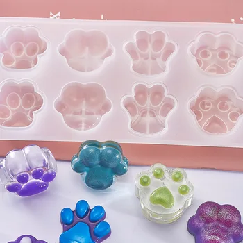 DIY Cristal Epóxi Molde Semi-estereoscópico Gato Pata de Cão Pata Pata de Animal de Modelagem Moldes de Silicone 2021 Novo Espelho Fosco Molde de Resina