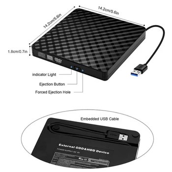 PC Portátil USB 3.0 Externas DVD RW Gravador de CD Portátil Unidade Óptica Gravador Leitor Leitor de Bandeja preto/branco