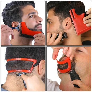 2/3/4Pcs Homens de Barba Cabelo Cavanhaque Decote de Barbear Modelo de Guia de Corte de cabelo, Kit de Ferramenta