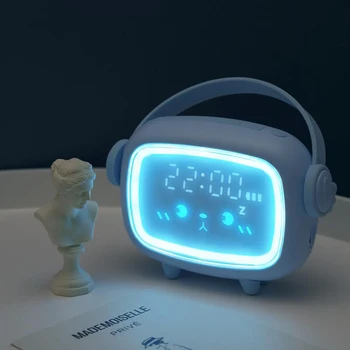 Expressão bonito Visor Digital LED Relógio Despertador Inteligente de Controlo Acústico de Detecção Garoto Estudante Viveiro de Dormir Noite Relógio de Mesa