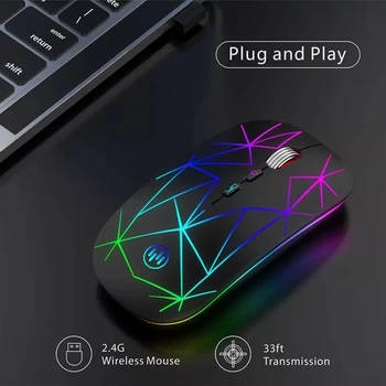 RGB Mouse sem Fio Bluetooth Mouse Gamer Recarregável Slient Mause USB Mouse de Computador Com Backlit Ergonômico Mouses Para notebook PC