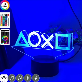 3D Noite Lâmpada Sala de Jogos de Mesa Instalação de Iluminação de Decoração de LED na mesa de Jogo, Ícone do Console Logo Sensor de Luz Presente para as Crianças de Cabeceira
